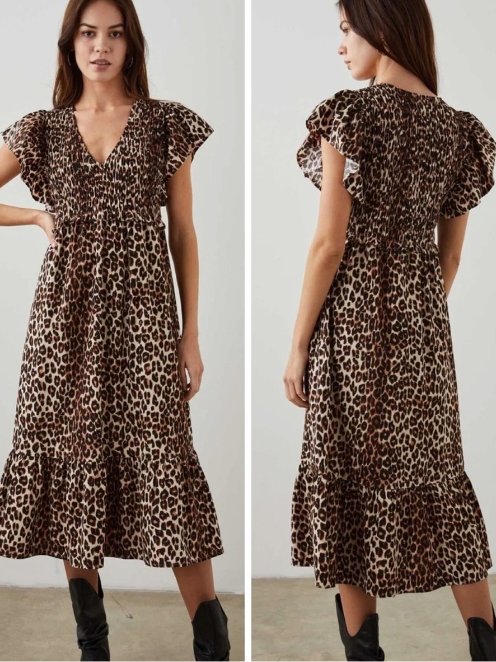 Rails Clementine Leopard Midi Dress Sz L